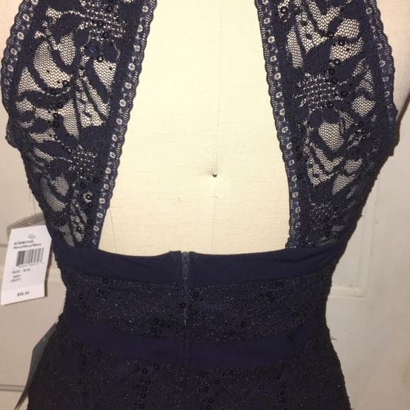 Navy Blue Lace Floor Length Prom/Bridesmaid Dress - Picture 5 of 6